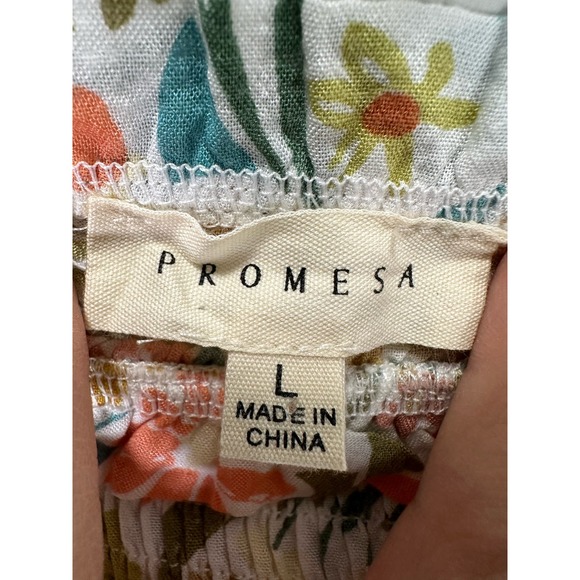 Promesa Women's Floral Smocked Ruffle Trim Mini Skirt size Large - Picture 5 of 7